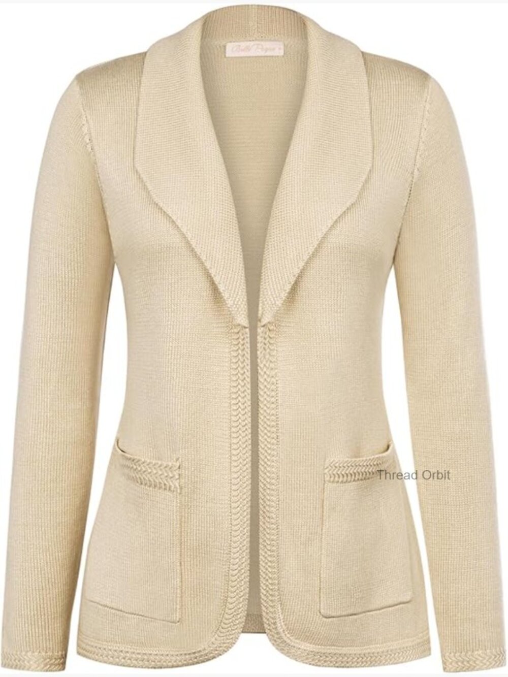 Vintage Cardigan Sweater Blazer with Shawl Lapel Collar and Pockets